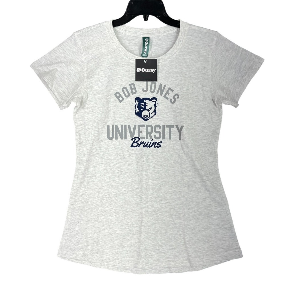 Bob Jones University Sportswear T Shirt Bruins Mascot Heather Gray M Womens